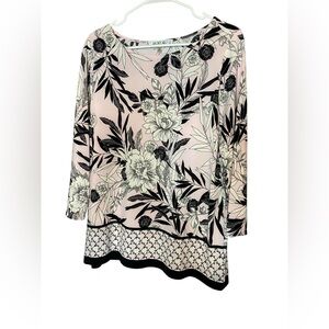 Kasper Light Baby Pink Floral Blouse Size Medium